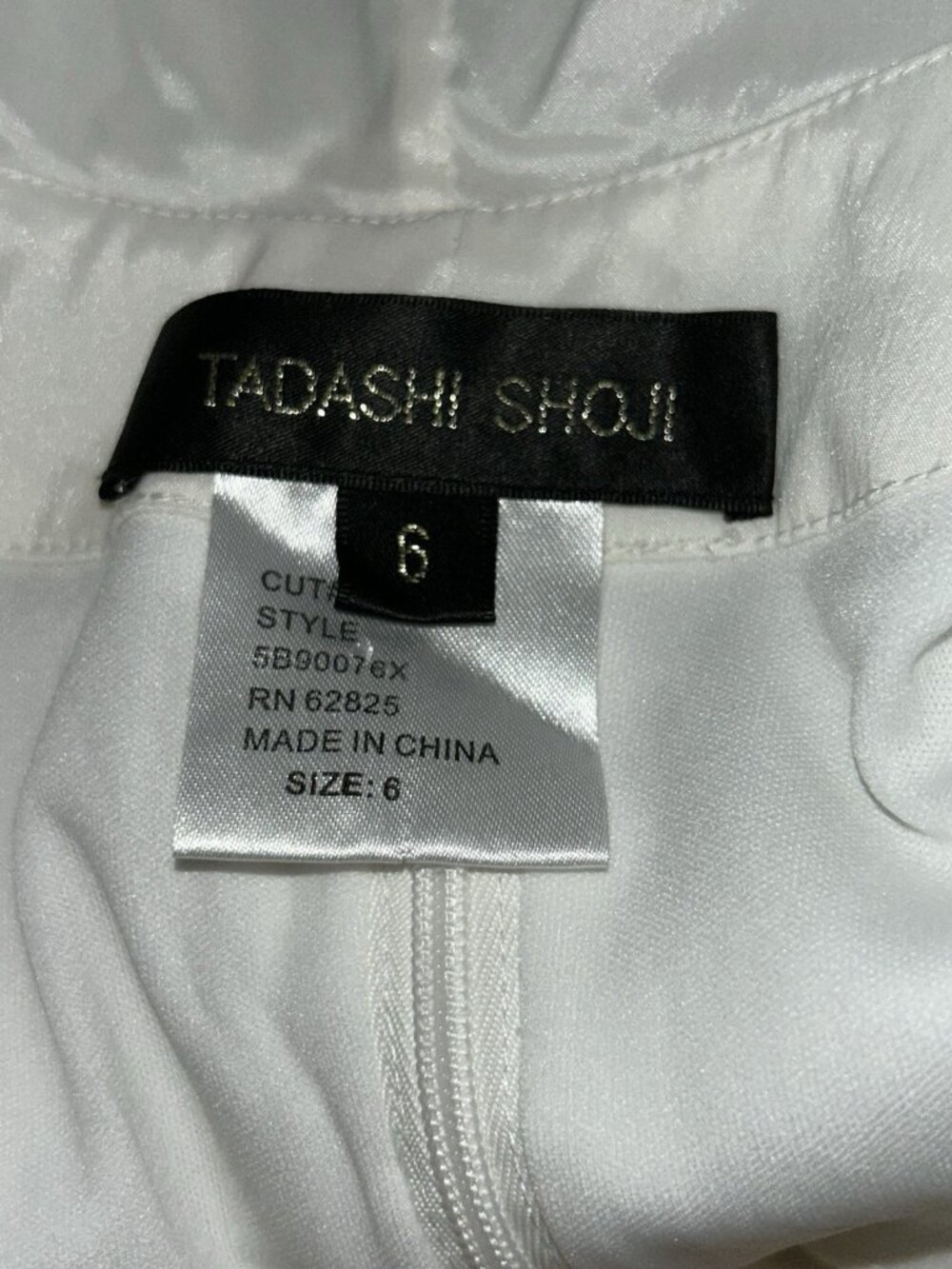 Tadashi Shoji Sz 6 Ivory Ruffle Blouse 3/4 Sleeve Cocktail Formal Top Peplum EUC - Picture 11 of 14